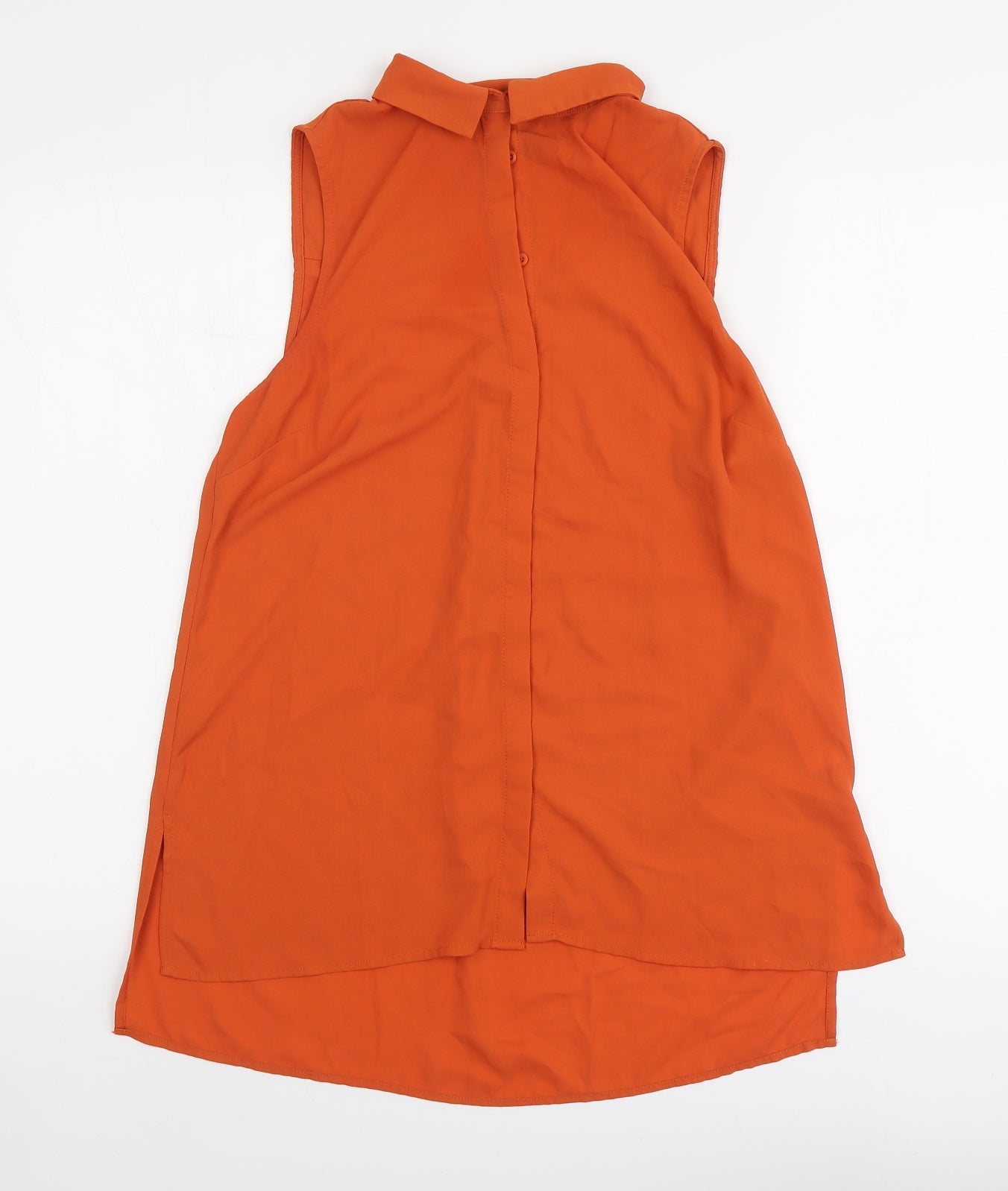 New Look Womens Orange Polyester Basic Button-Up Size 12 Collared