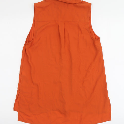 New Look Womens Orange Polyester Basic Button-Up Size 12 Collared