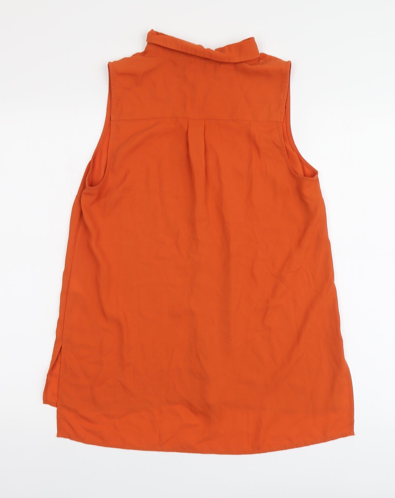 New Look Womens Orange Polyester Basic Button-Up Size 12 Collared