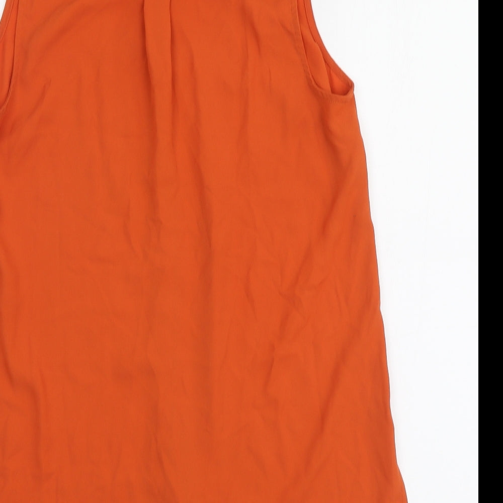 New Look Womens Orange Polyester Basic Button-Up Size 12 Collared