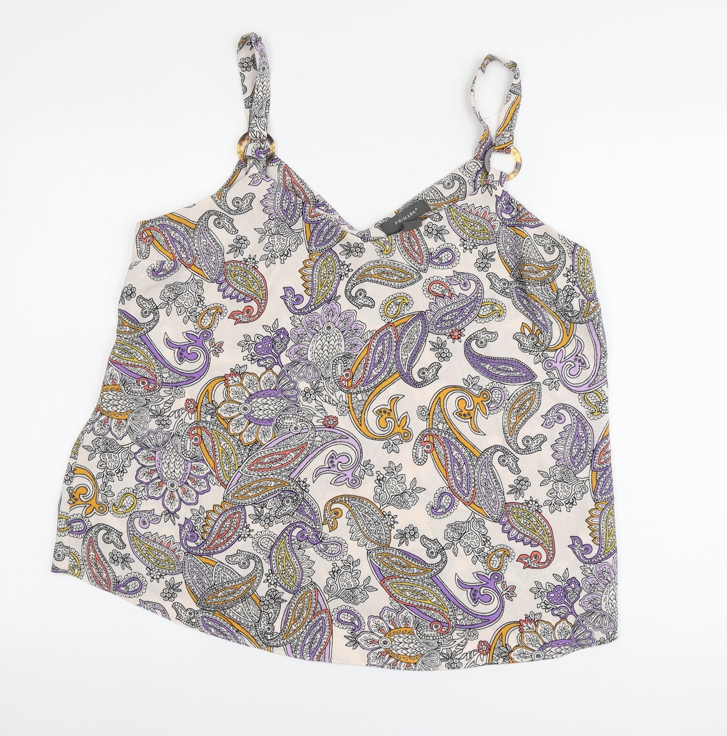 Primark Womens Multicoloured Fair Isle Polyester Camisole Blouse Size 16 V-Neck