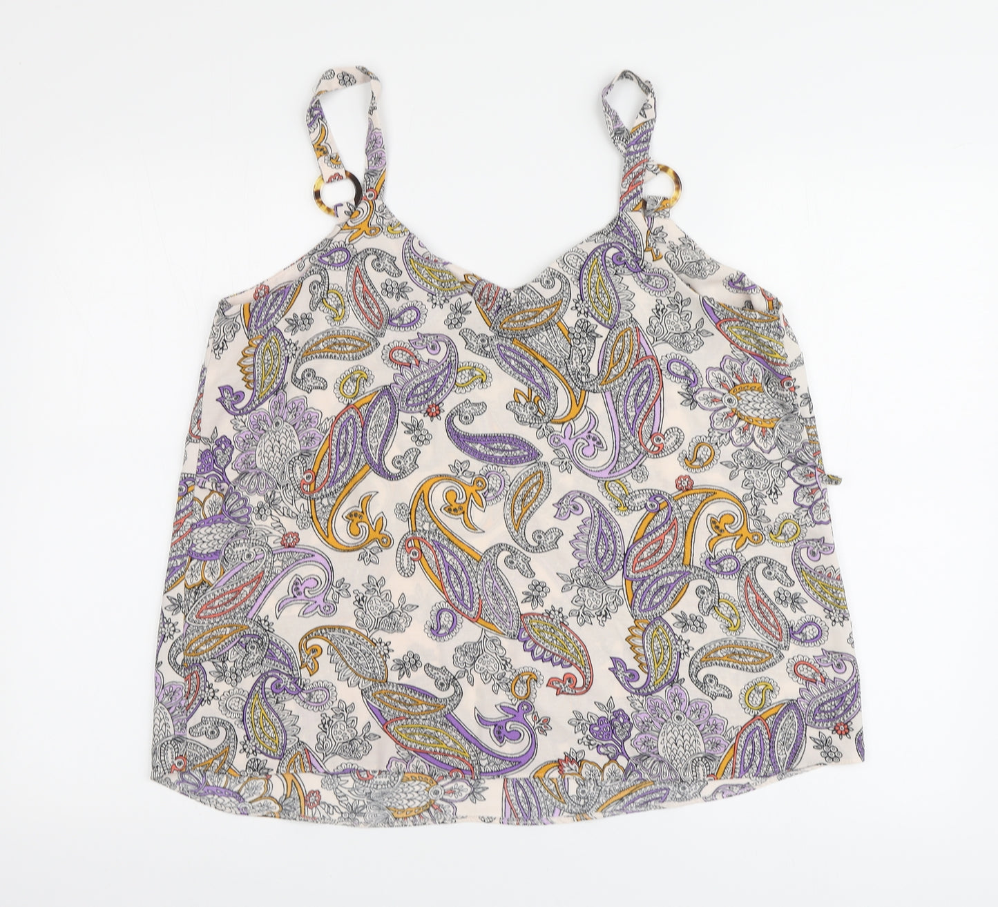 Primark Womens Multicoloured Fair Isle Polyester Camisole Blouse Size 16 V-Neck