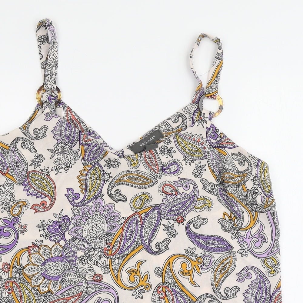 Primark Womens Multicoloured Fair Isle Polyester Camisole Blouse Size 16 V-Neck