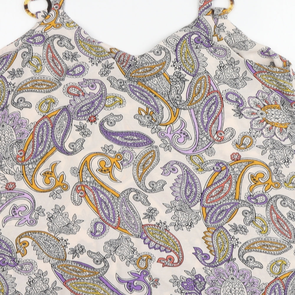 Primark Womens Multicoloured Fair Isle Polyester Camisole Blouse Size 16 V-Neck