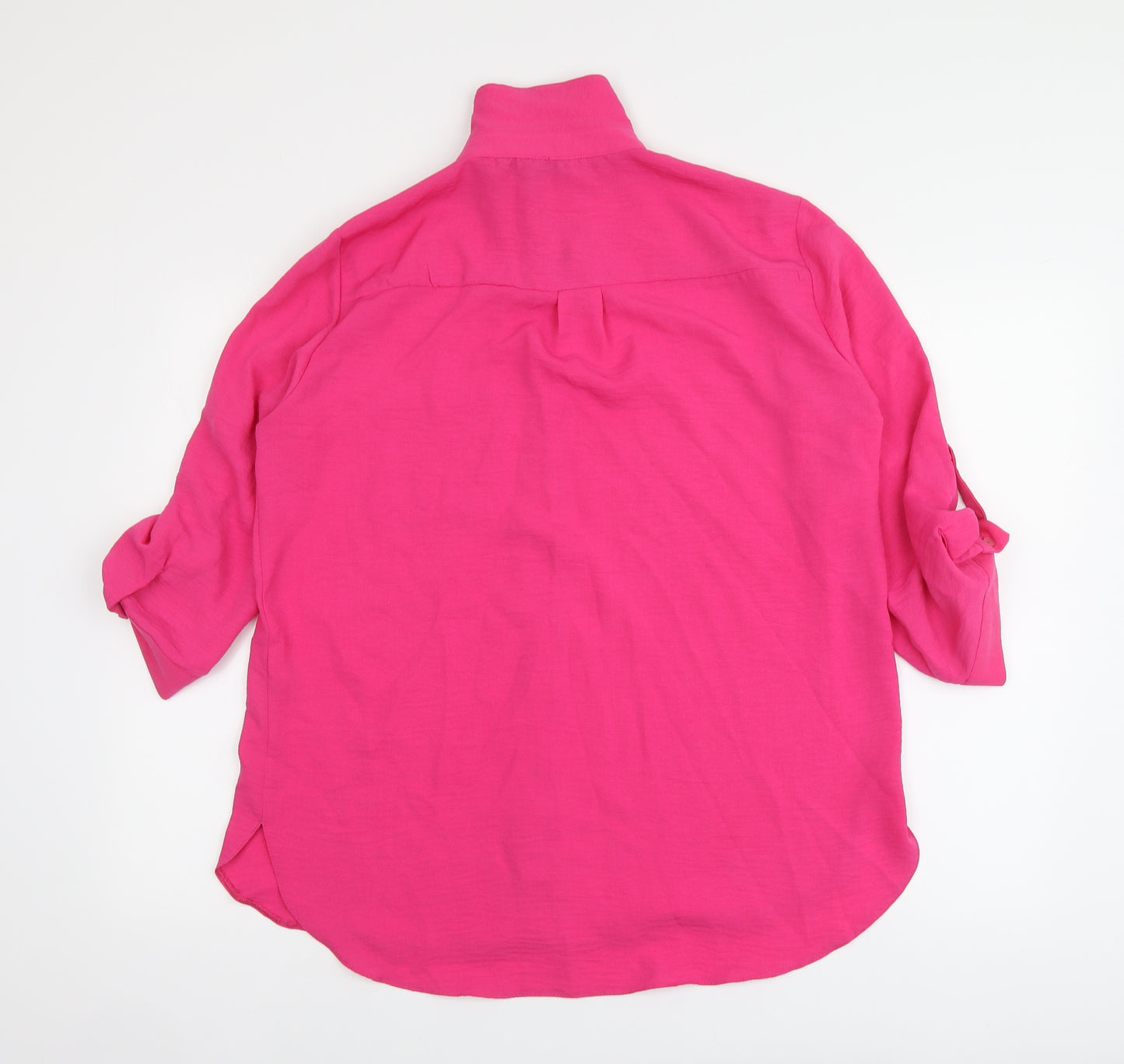 Dunnes Stores Womens Pink Polyester Basic Button-Up Size 14 Collared