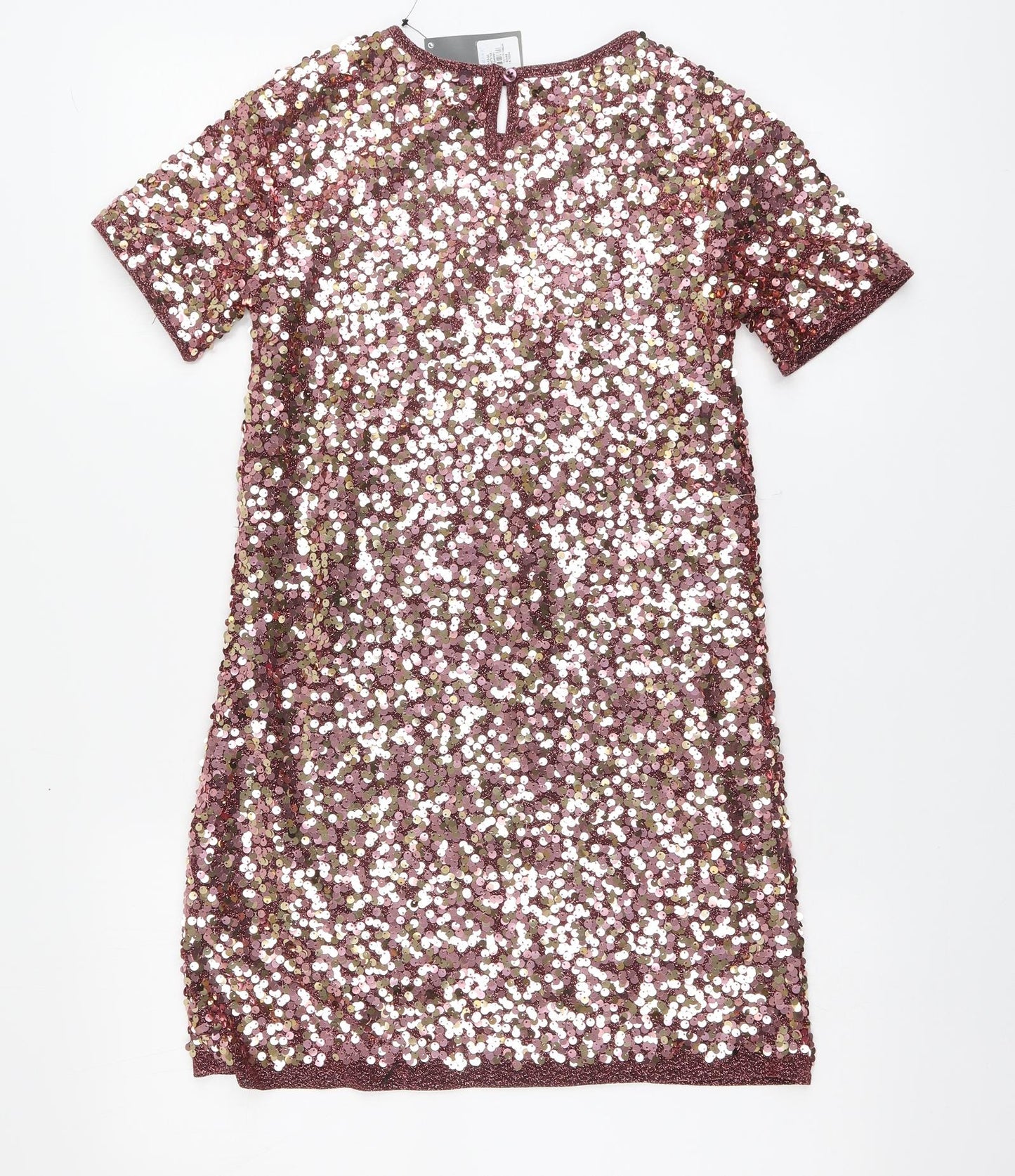 Primark Girls Pink Polyester A-Line Size 10-11 Years Round Neck Button