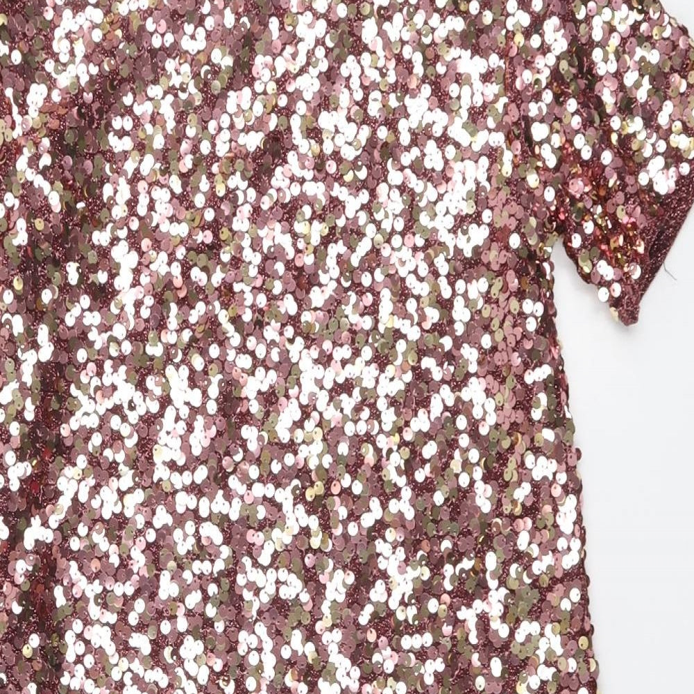 Primark Girls Pink Polyester A-Line Size 10-11 Years Round Neck Button