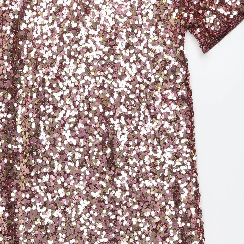 Primark Girls Pink Polyester A-Line Size 10-11 Years Round Neck Button