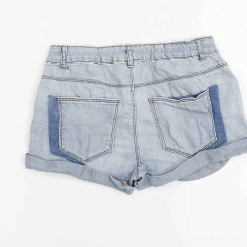 Miss E-vie Girls Blue Cotton Cut-Off Shorts Size 13-14 Years Regular Zip