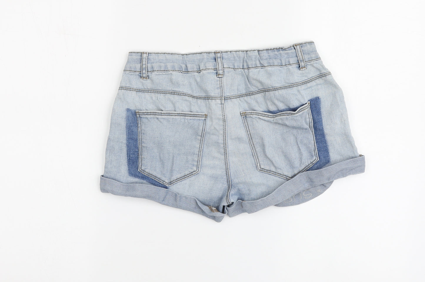Miss E-vie Girls Blue Cotton Cut-Off Shorts Size 13-14 Years Regular Zip