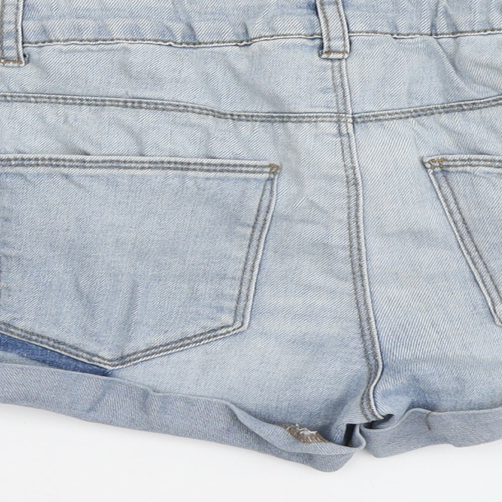 Miss E-vie Girls Blue Cotton Cut-Off Shorts Size 13-14 Years Regular Zip