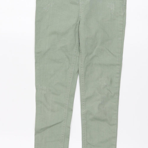 Denim & Co. Girls Green Cotton Jegging Jeans Size 6-7 Years Regular Pullover - Distressed