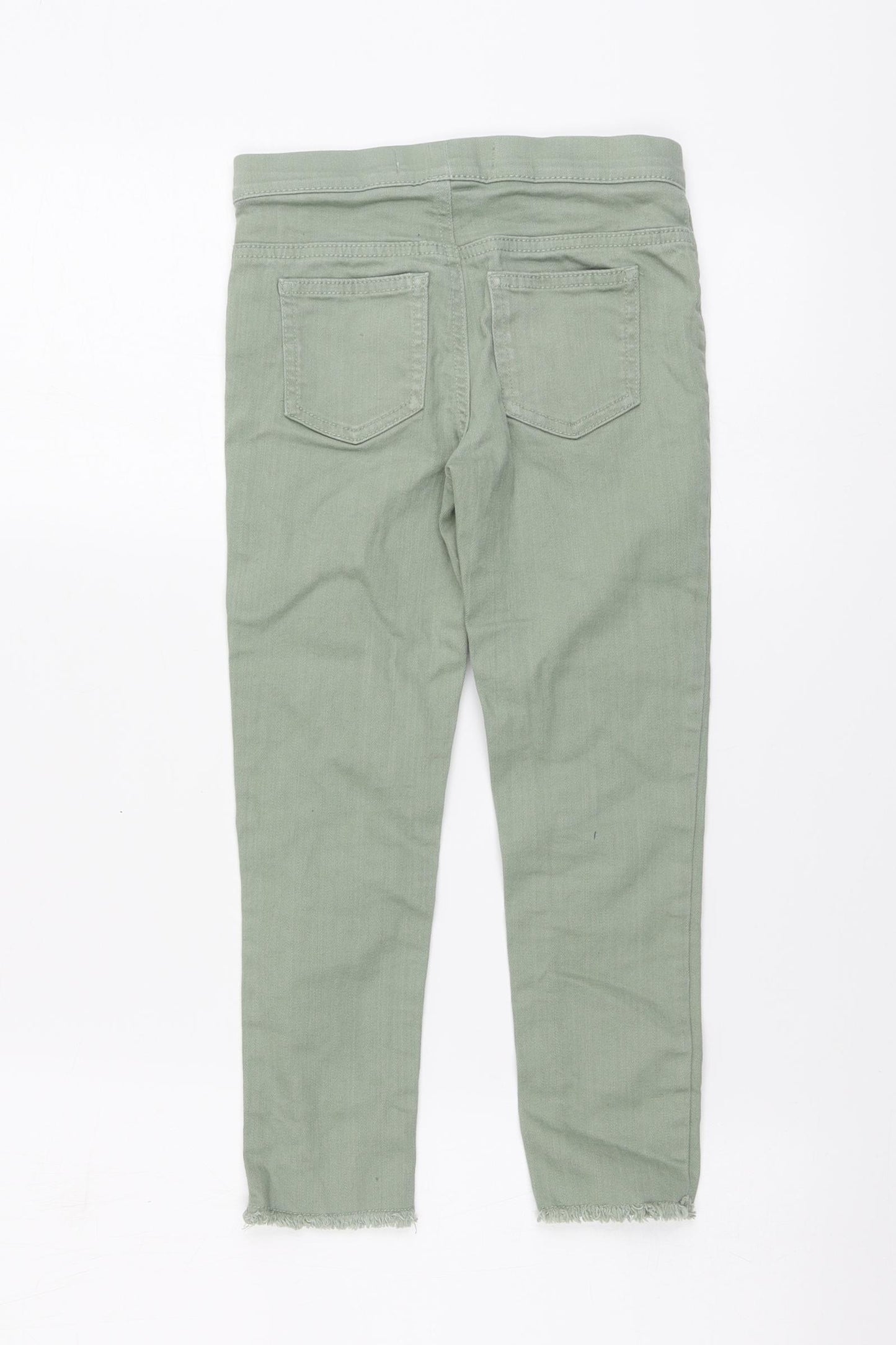 Denim & Co. Girls Green Cotton Jegging Jeans Size 6-7 Years Regular Pullover - Distressed