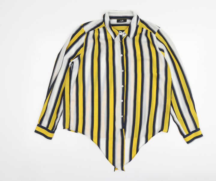 Wallis Womens Multicoloured Striped Polyester Basic Button-Up Size 12 Collared