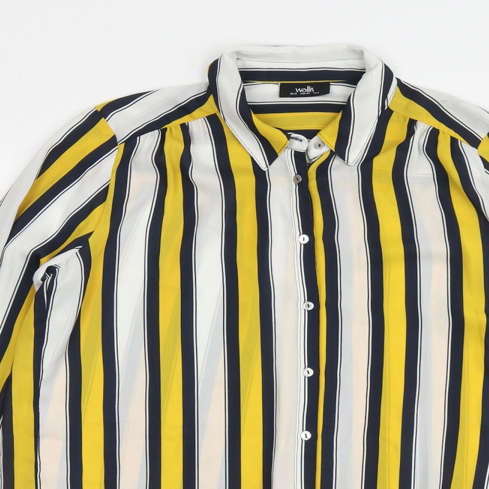 Wallis Womens Multicoloured Striped Polyester Basic Button-Up Size 12 Collared