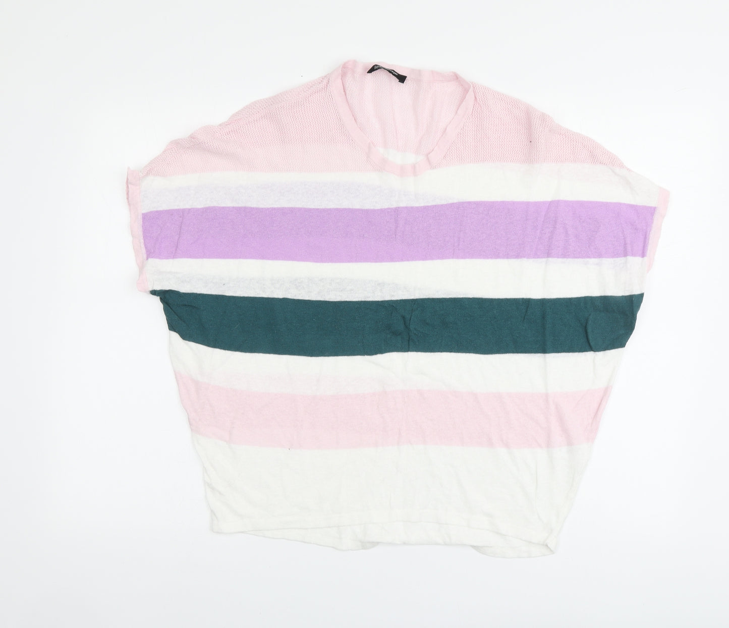 Kaleidoscope Womens Multicoloured Round Neck Striped Cotton Pullover Jumper Size 10