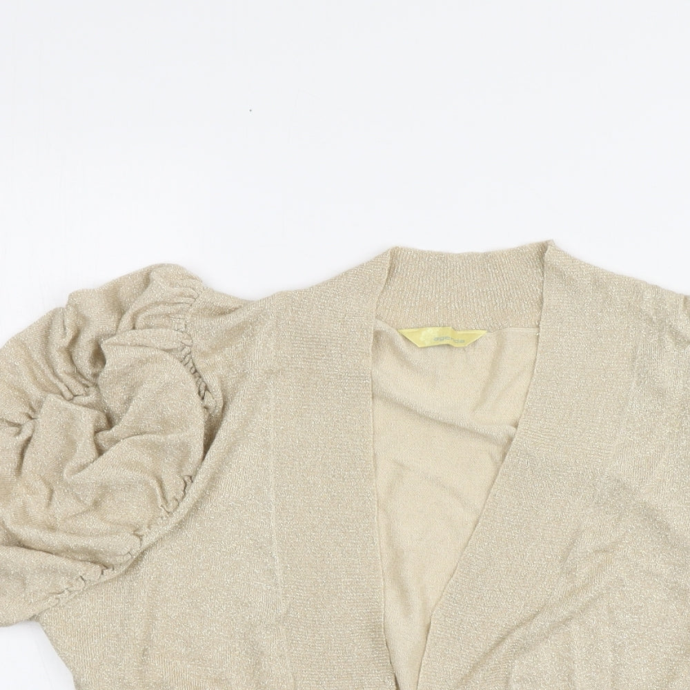 Agenda Womens Gold V-Neck Viscose Cardigan Jumper Size 18