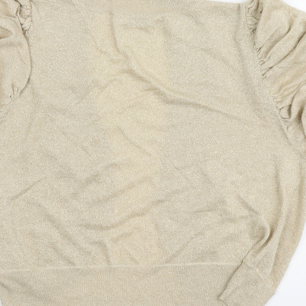 Agenda Womens Gold V-Neck Viscose Cardigan Jumper Size 18