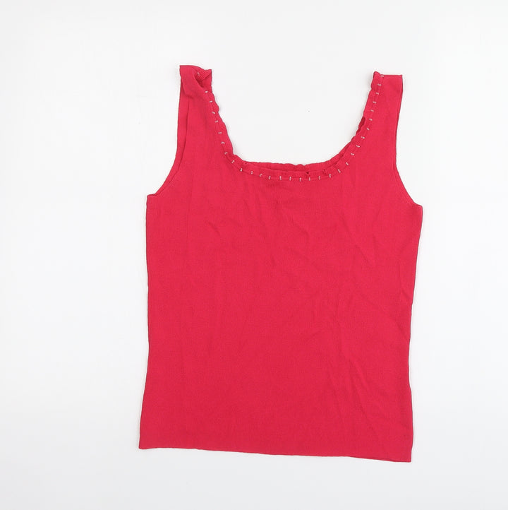 Wallis Womens Pink Viscose Basic Tank Size 16 Round Neck