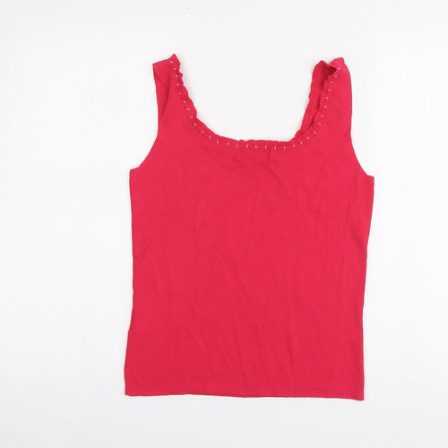 Wallis Womens Pink Viscose Basic Tank Size 16 Round Neck