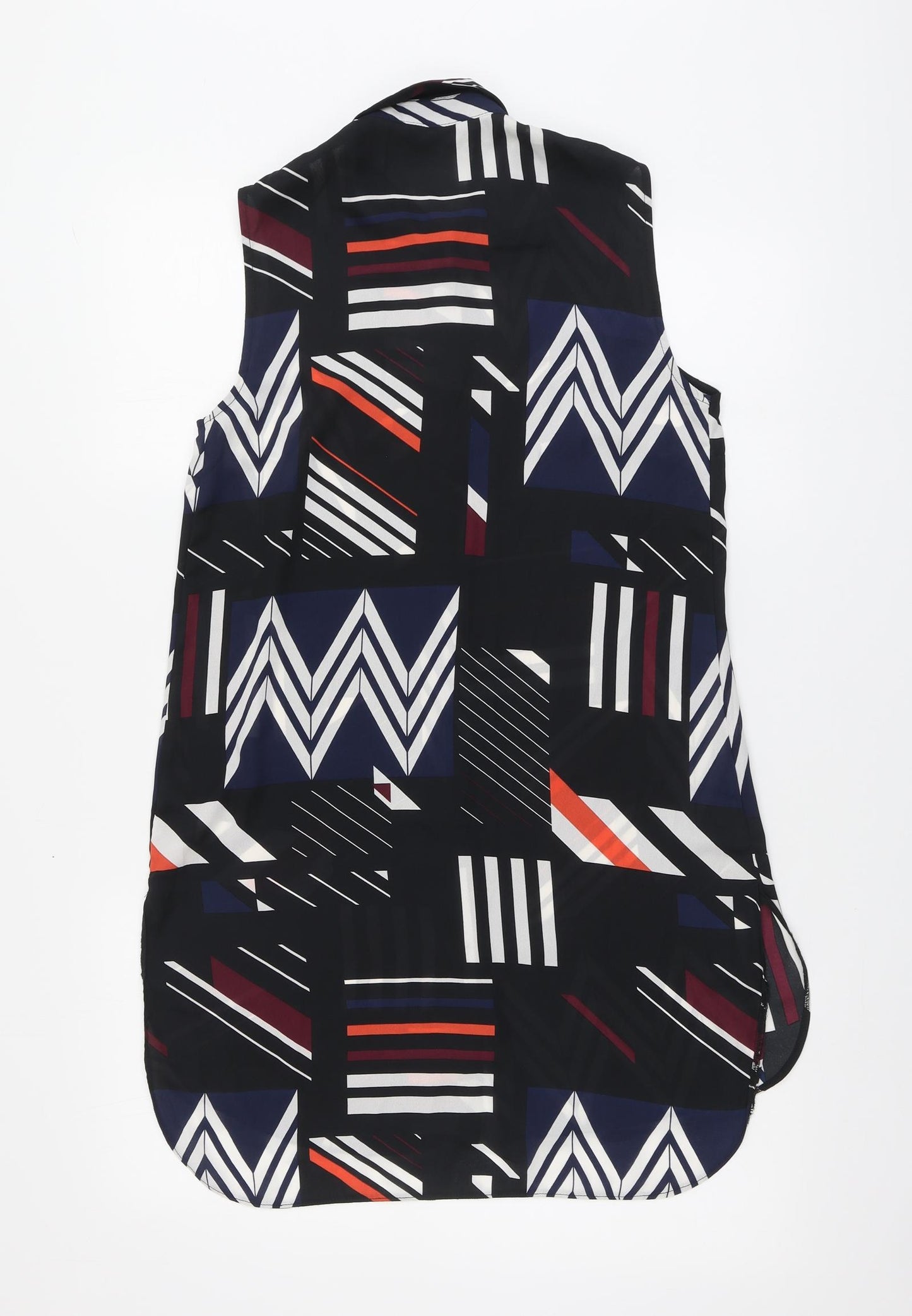 F&F Womens Multicoloured Geometric Polyester Basic Button-Up Size 6 Collared