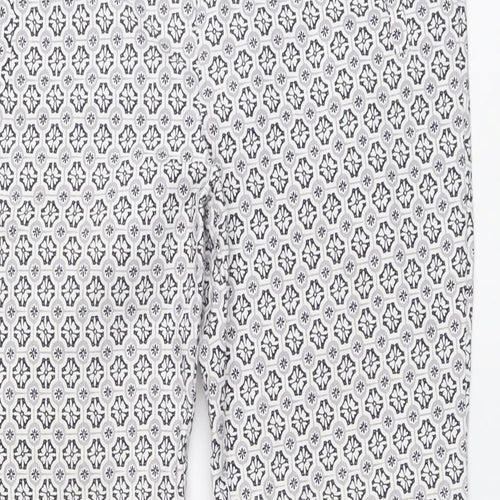 Dorothy Perkins Womens White Geometric Polyester Chino Trousers Size 10 L25 in Regular Button