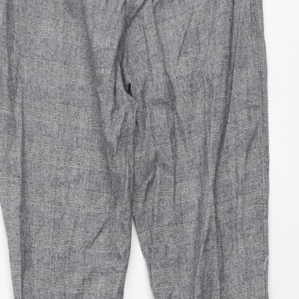 NEXT Boys Grey Plaid Cotton Chino Trousers Size 8 Years Regular Button