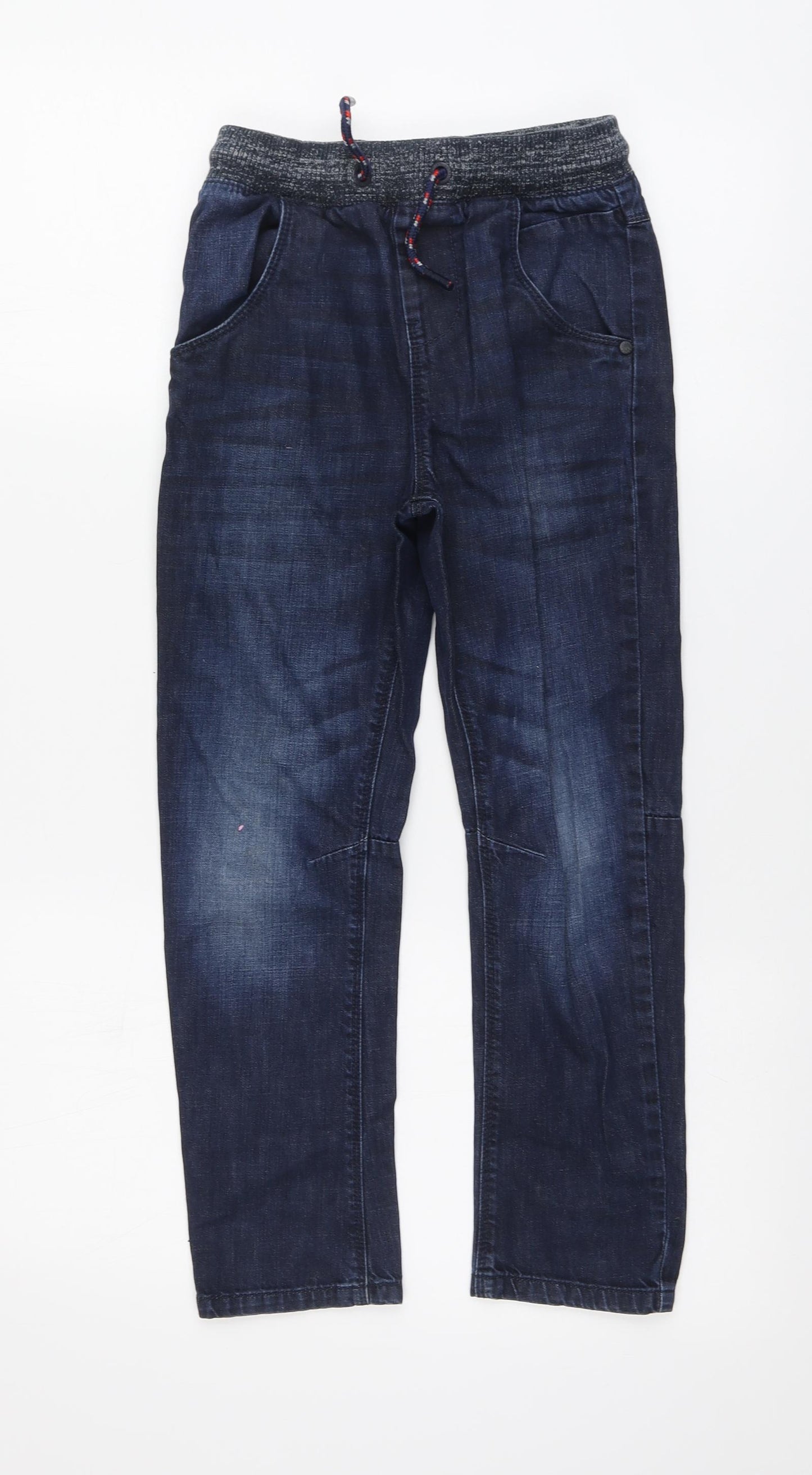 NEXT Boys Blue Cotton Straight Jeans Size 8 Years Regular Drawstring