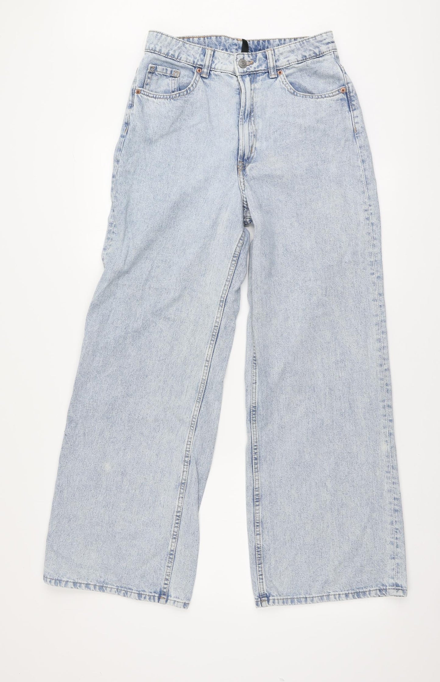 H&M Womens Blue Cotton Flared Jeans Size 6 L29 in Regular Zip