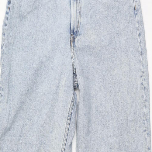 H&M Womens Blue Cotton Flared Jeans Size 6 L29 in Regular Zip
