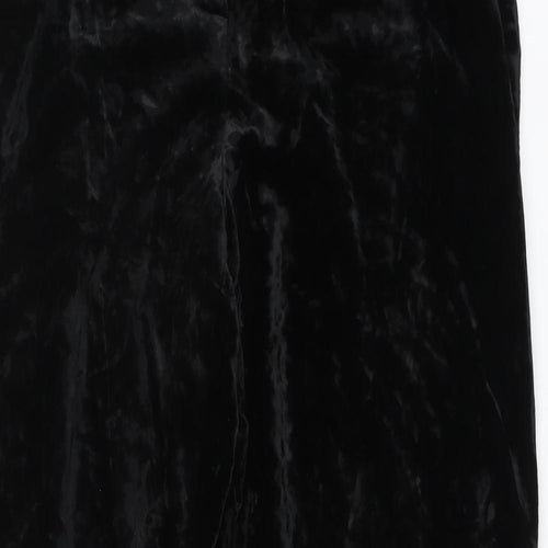 Paul Costelloe Womens Black Acetate Trousers Size 12 L32 in Regular Zip
