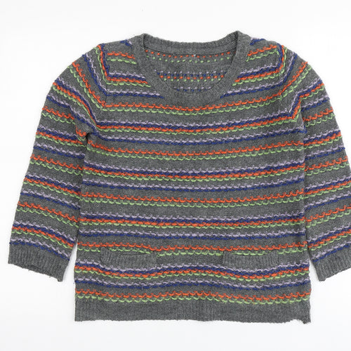 Per Una Womens Multicoloured Round Neck Striped Acrylic Pullover Jumper Size 10