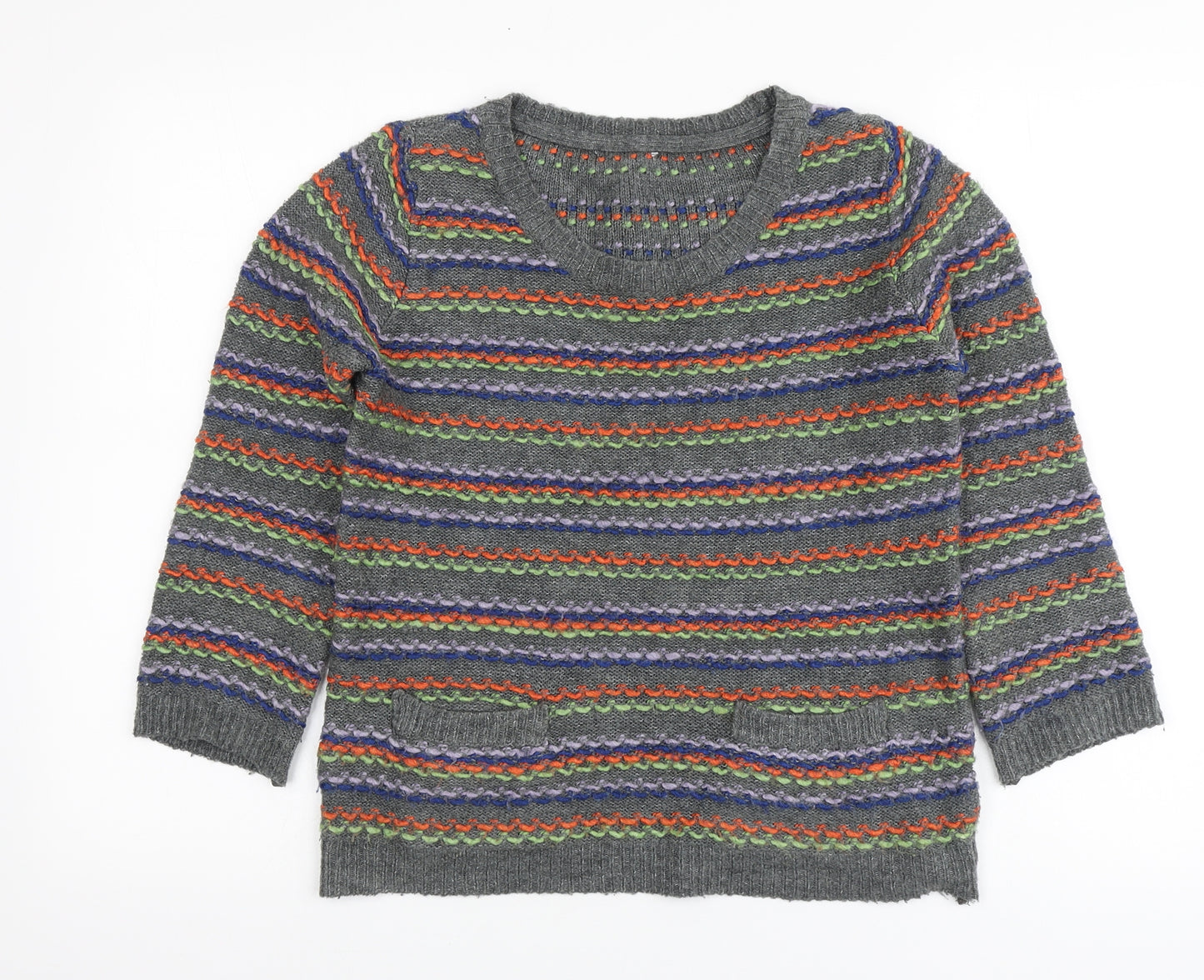 Per Una Womens Multicoloured Round Neck Striped Acrylic Pullover Jumper Size 10