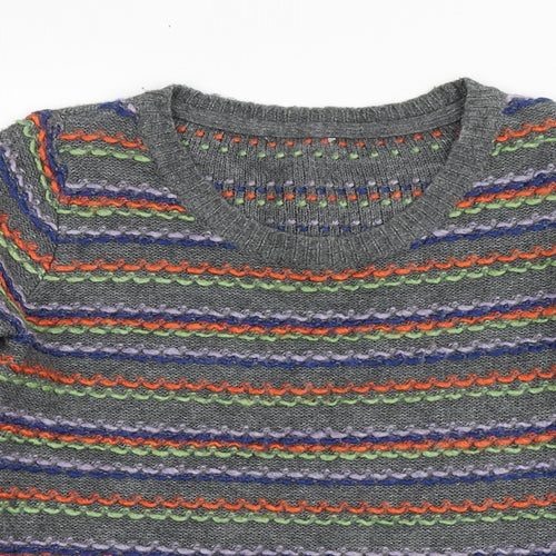 Per Una Womens Multicoloured Round Neck Striped Acrylic Pullover Jumper Size 10