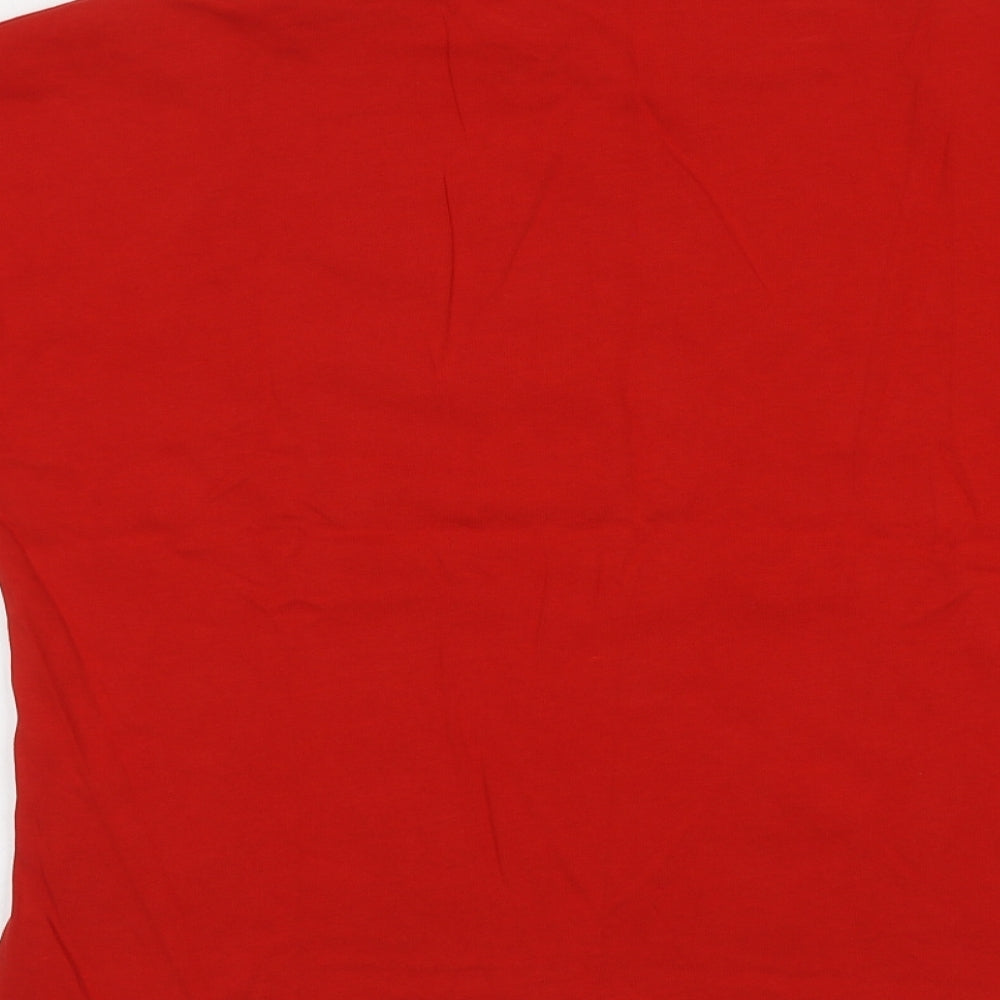 Zara Womens Red Polyester Basic T-Shirt Size S Round Neck