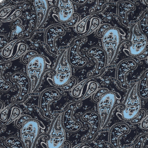 Dunnes Stores Womens Blue Paisley Polyester Basic Blouse Size M V-Neck