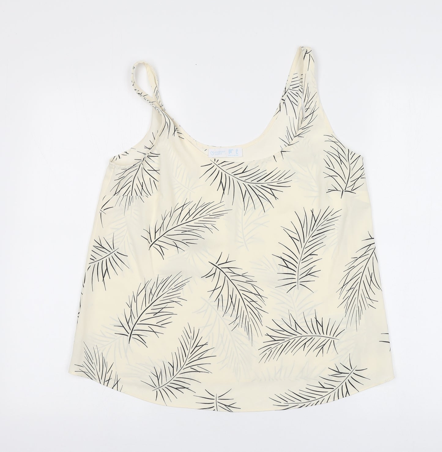 Primark Womens Beige Geometric Polyester Camisole Blouse Size 12 Round Neck