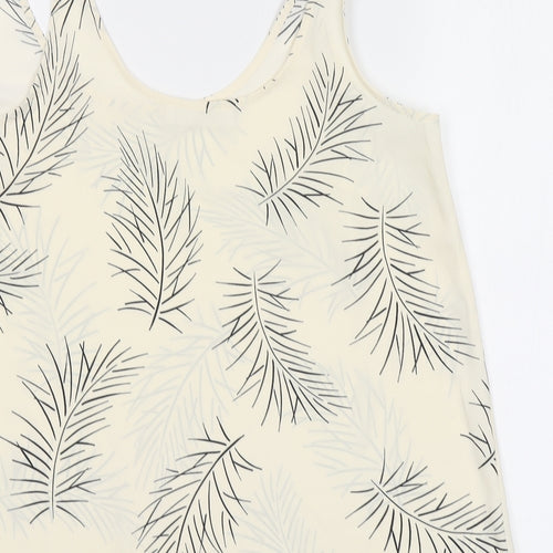 Primark Womens Beige Geometric Polyester Camisole Blouse Size 12 Round Neck