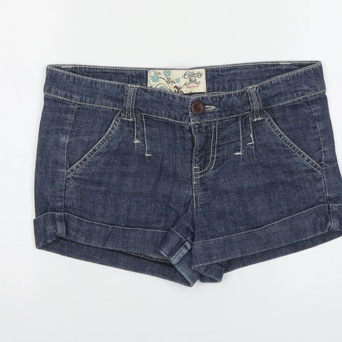 Celebrity Pink Girls Blue Cotton Cut-Off Shorts Size 9 Years Regular Zip