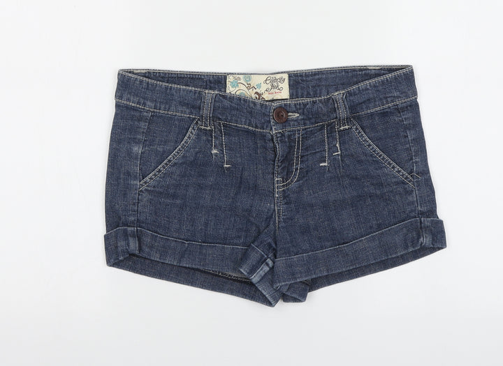 Celebrity Pink Girls Blue Cotton Cut-Off Shorts Size 9 Years Regular Zip