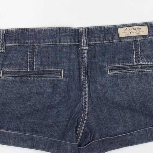 Celebrity Pink Girls Blue Cotton Cut-Off Shorts Size 9 Years Regular Zip