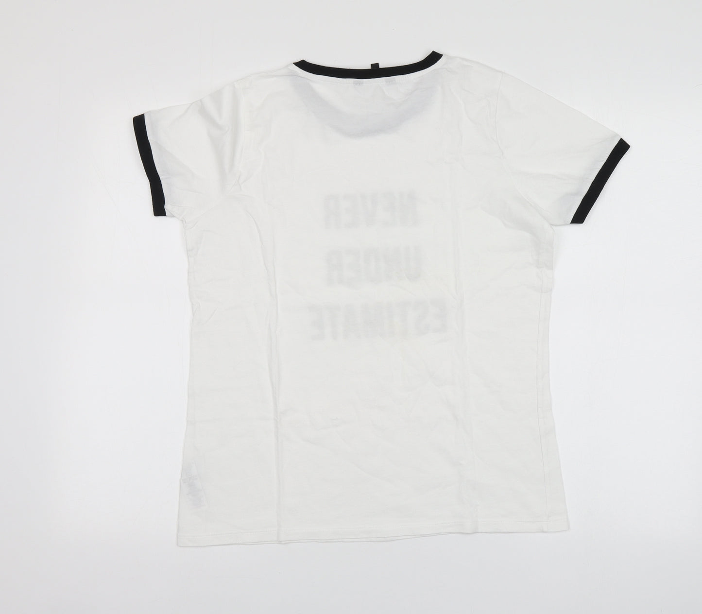 NEXT Womens White Cotton Basic T-Shirt Size 12 Round Neck - Never under estimate