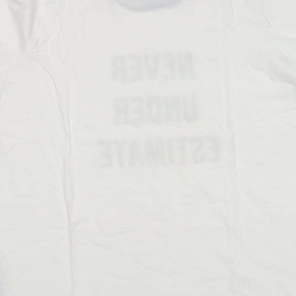 NEXT Womens White Cotton Basic T-Shirt Size 12 Round Neck - Never under estimate