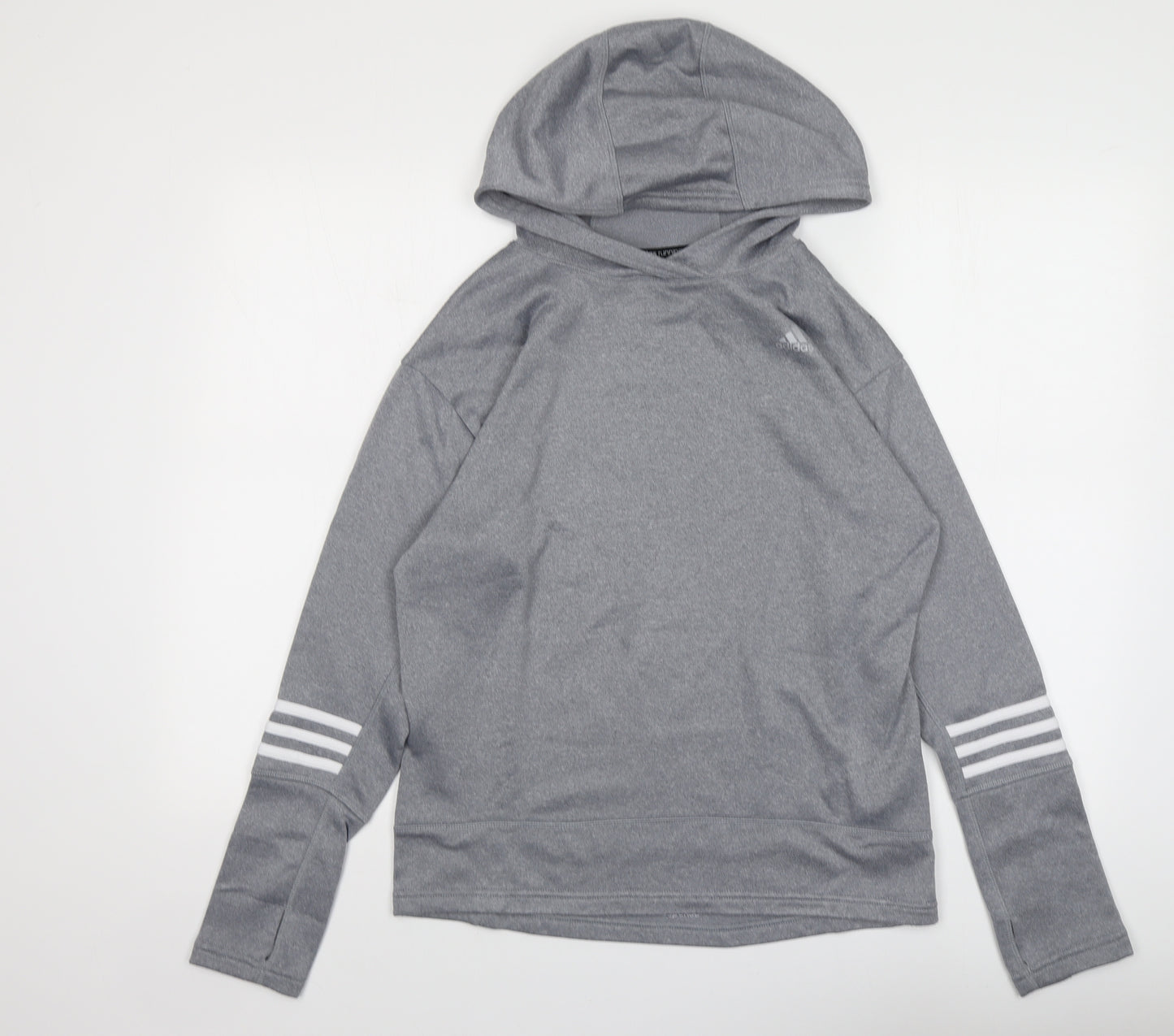 adidas Womens Grey Polyester Pullover Hoodie Size M