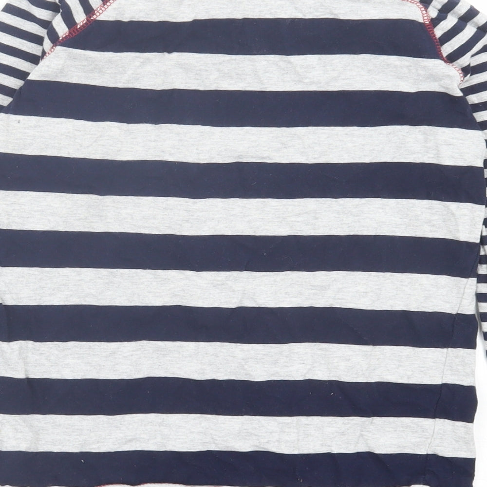 Nutmeg Boys Grey Striped Cotton Basic Casual Size 10-11 Years Crew Neck Pullover - Pocket Detail