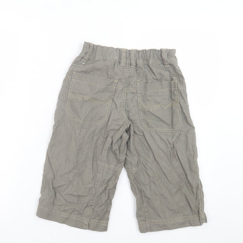 NEXT Boys Green Linen Cropped Trousers Size 8 Years Regular Button