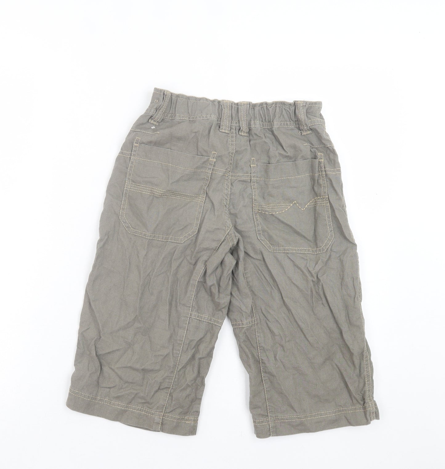 NEXT Boys Green Linen Cropped Trousers Size 8 Years Regular Button