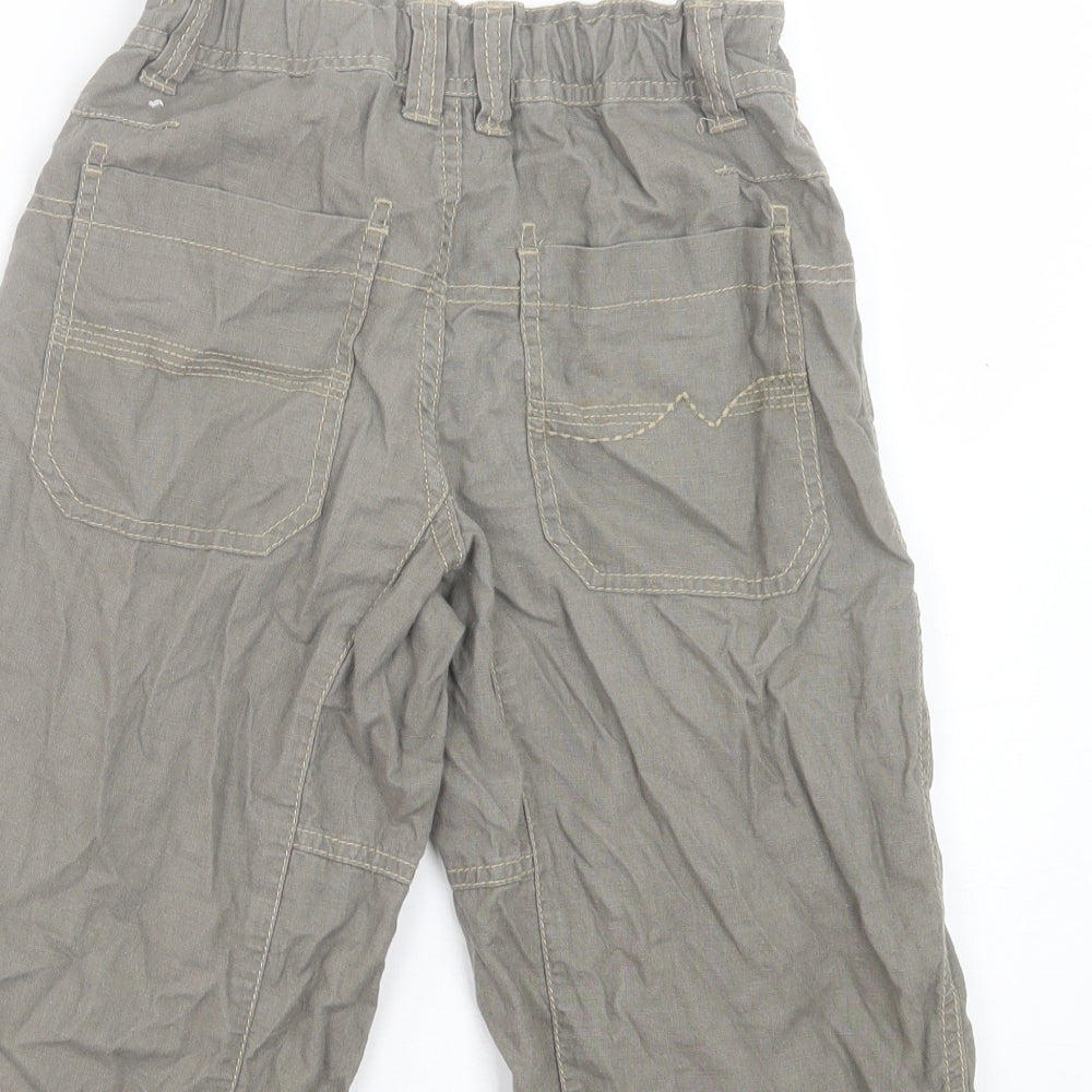 NEXT Boys Green Linen Cropped Trousers Size 8 Years Regular Button