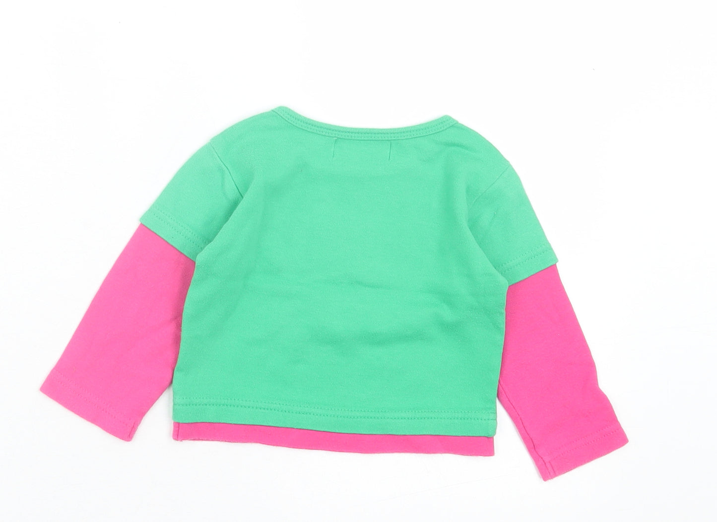 Primark Girls Green Cotton Basic Casual Size 6-9 Months Crew Neck Pullover - Future Little Rockstar