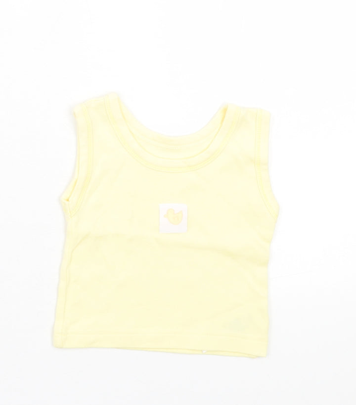 Dunnes Stores Girls Yellow Cotton Basic Tank Size 3-6 Months Crew Neck Pullover - Duck